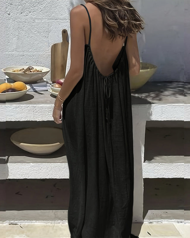 Vestito canotta da donna monocolore senza schienale